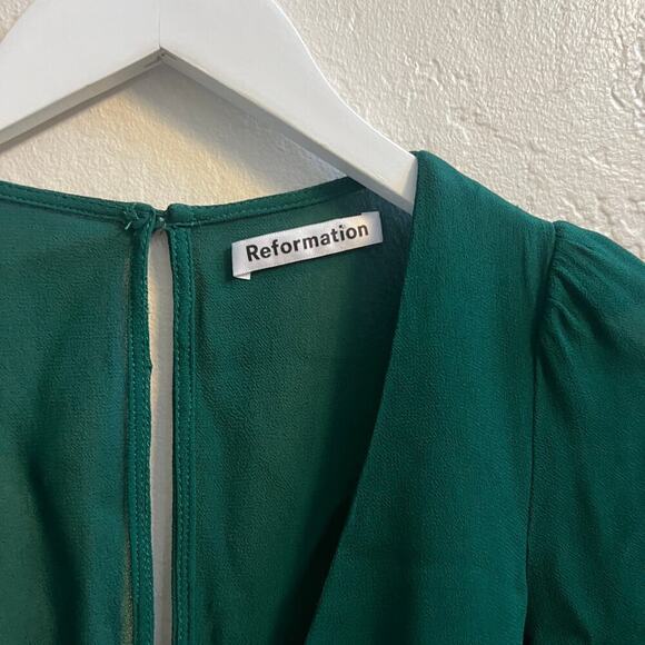 EUC $198 Reformtion Brielle Mini Dress Emerald Green - Picture 5 of 6